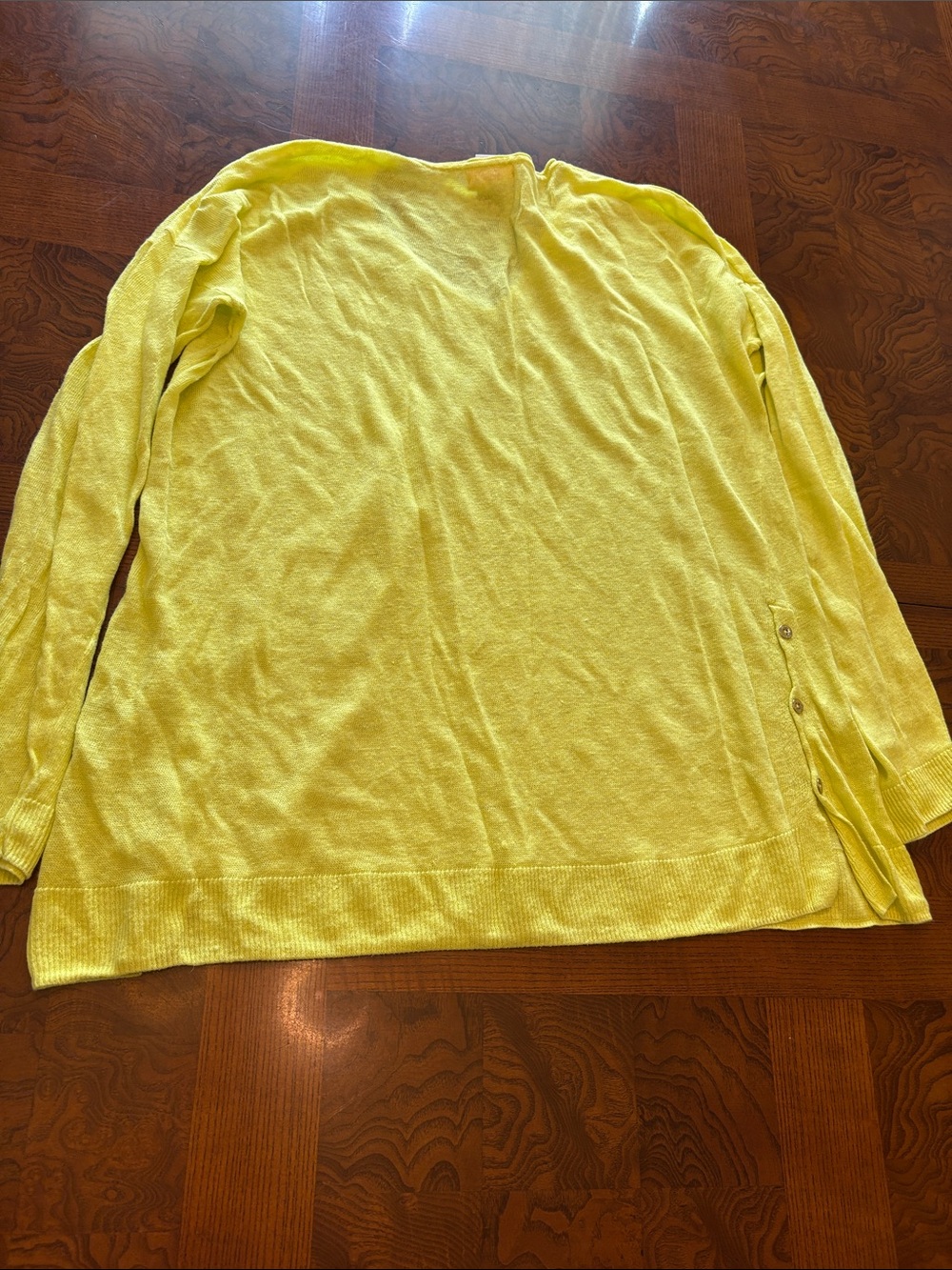 Lilly Pulitzer Lemon Yellow V-Neck Side-Button Pullover - Picture 2 of 7